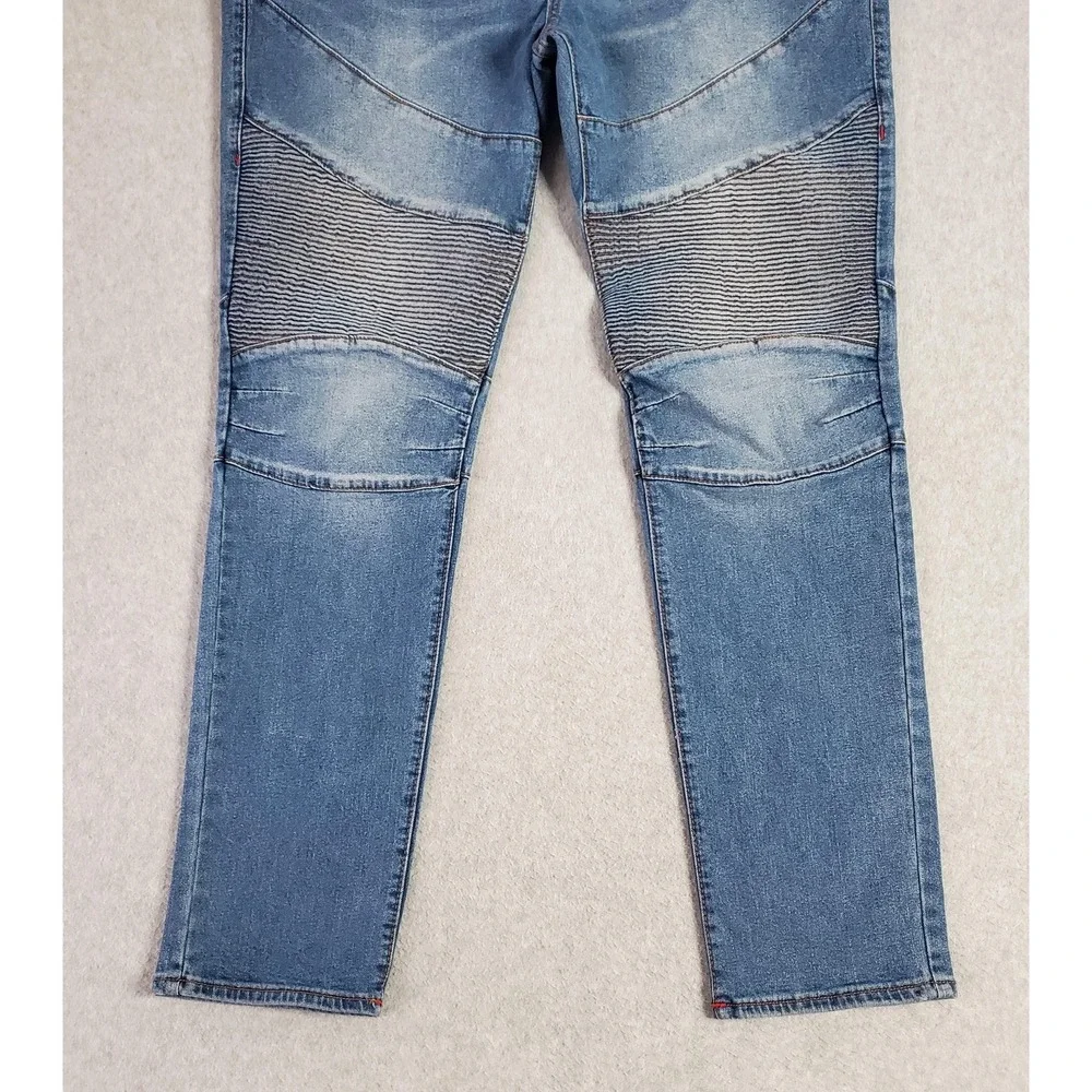 True Religion Rocco Jeans Mens 40x32 Blue Relaxed Skinny Moto Stretch Denim
